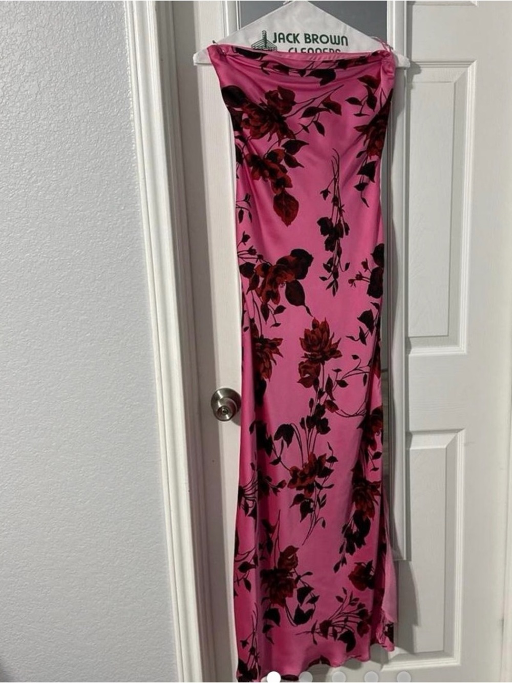 Dress Forum Pink Floral Slip Maxi Dress with Dark Floral Print
